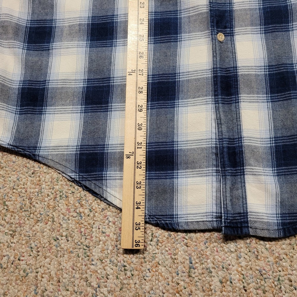 LL Bean Shirt Mens Large Blue Shadow Plaid Flannel Button Down Long Sleeve VTG - Picture 12 of 16
